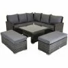 Charles Bentley Rattan Corner Lounge Set With Table Grey -CHARLES BENTLEY Shop 13645466 1