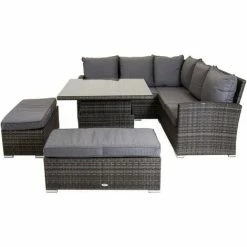 Charles Bentley Rattan Corner Lounge Set With Table Grey -CHARLES BENTLEY Shop 13645466 3