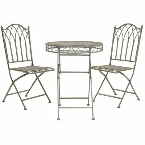 Charles Bentley Wrought Iron Feminine Bistro Set - Grey Charles Bentley Wrought Iron Feminine Bistro Set - Grey -CHARLES BENTLEY Shop 13725621 1