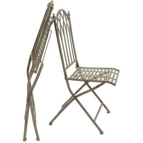 Charles Bentley Wrought Iron Feminine Bistro Set - Grey Charles Bentley Wrought Iron Feminine Bistro Set - Grey -CHARLES BENTLEY Shop 13725621 2