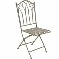 Charles Bentley Wrought Iron Feminine Bistro Set - Grey 4 Charles Bentley Wrought Iron Feminine Bistro Set - Grey -CHARLES BENTLEY Shop 13725621 3