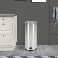 Charles Bentley 30L Dome Bin Stainless Steel Silver KitchenPedal Soft Close -CHARLES BENTLEY Shop 15578161 5