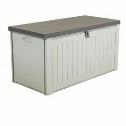 Charles Bentley 190L Outdoor Garden Plastic Storage Box, Beige/Grey