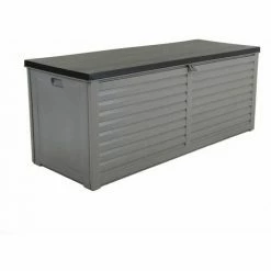 Charles Bentley 390L Large Outdoor Garden Plastic Storage Box, Grey/Black