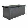 Charles Bentley 490L Large Outdoor Garden Plastic Storage Box, Grey/Black