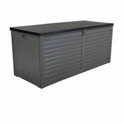 Charles Bentley 490L Large Outdoor Garden Plastic Storage Box, Grey/Black