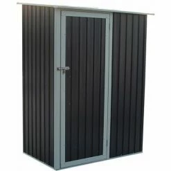 Charles Bentley 4.7ft X 3ft Metal Storage Shed Grey Small Roof Door Apex