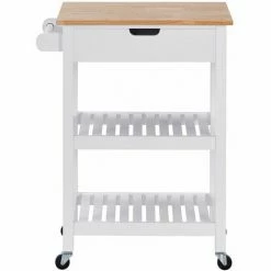 Charles Bentley Wooden Kitchen Drinks Trolley/Cart/Island/Worktop On Wheels