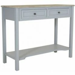 Charles Bentley Loxley 2 Drawer Wooden Storage Console Hallway Table Grey