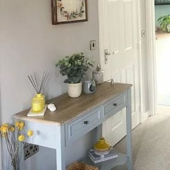 Charles Bentley Loxley 2 Drawer Wooden Storage Console Hallway Table Grey -CHARLES BENTLEY Shop 16547511 5