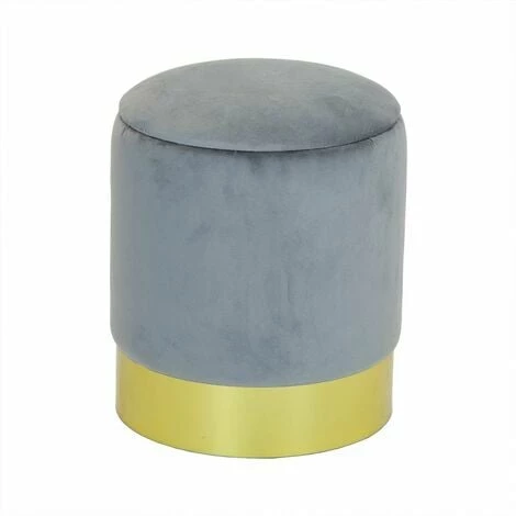 Charles Bentley Round Velvet Storage Pouffe/Ottoman with Gold Base Grey Charles Bentley Round Velvet Storage Pouffe/Ottoman With Gold Base Grey -CHARLES BENTLEY Shop 16593887 1