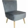 Charles Bentley Velvet Cocktail Occasion Accent Chair Solid Wood Legs Grey -CHARLES BENTLEY Shop 16783840 1