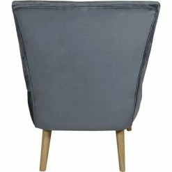 Charles Bentley Velvet Cocktail Occasion Accent Chair Solid Wood Legs Grey -CHARLES BENTLEY Shop 16783840 3