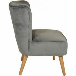 Charles Bentley Velvet Upholstered Pleated Retro Wingback Occasional Chair Grey 4 Charles Bentley Velvet Upholstered Pleated Retro Wingback Occasional Chair Grey -CHARLES BENTLEY Shop 16783843 3