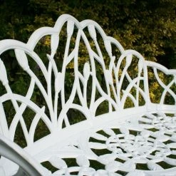 Charles Bentley White Tulip Cast Aluminium Metal 2 Seats Garden Patio Bench Seat -CHARLES BENTLEY Shop 1693355 5