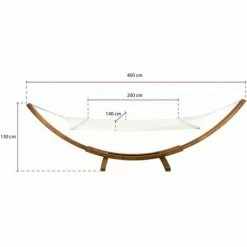 Charles Bentley Extra Large 4M Hammock With Wooden Arc Stand Two Person – Cream -CHARLES BENTLEY Shop 1693399 4