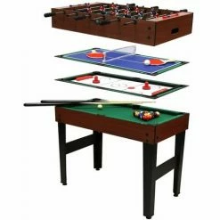 Charles Bentley 4-In-1 Sports Table Pool, Football, Push Hockey & Table Tennis