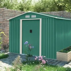 Charles Bentley 8ft X 10ft Metal Garden Storage Outdoor Shed Zinc Frame Green -CHARLES BENTLEY Shop 1693446 3