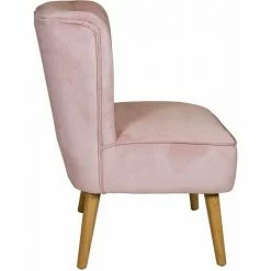 Charles Bentley Velvet Upholstered Pleated Retro Wingback Occasional Chair Pink -CHARLES BENTLEY Shop 16968039 4