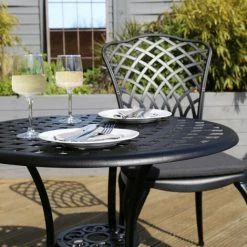 Charles Bentley Cast Aluminium Bistro Table And 2 Chairs Set Black Outdoor Table -CHARLES BENTLEY Shop 17273694 4