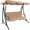 Charles Bentley 3 Seater Premium Outdoor Swing Seat Bench Chair W/ Beige Canopy -CHARLES BENTLEY Shop 1736956 1
