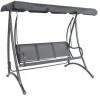 Charles Bentley 3 Seater Outdoor Swing Seat Bench Chair Hammock W/ Canopy -Grey