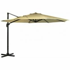 Charles Bentley 3.5m X-Large Hanging Banana Umbrella Parasol Beige