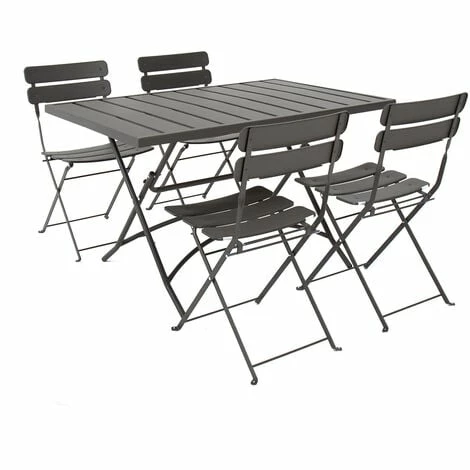 Charles Bentley Metal Powder Coated Rectangular 4 Seater Dining Set - Dark Grey Charles Bentley Metal Powder Coated Rectangular 4 Seater Dining Set - Dark Grey -CHARLES BENTLEY Shop 18123005 1