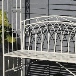 Charles Bentley Wrought Iron Arch With 2 Seater Metal Bench - Antique White -CHARLES BENTLEY Shop 18265314 2