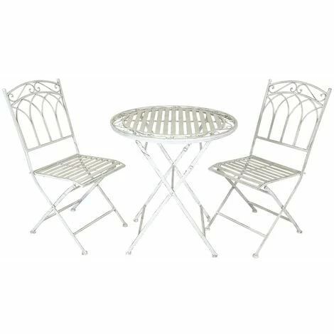 Charles Bentley Rustic Wrought Iron Outdoor Bistro Set - Antique White Charles Bentley Rustic Wrought Iron Outdoor Bistro Set - Antique White -CHARLES BENTLEY Shop 18265318 1