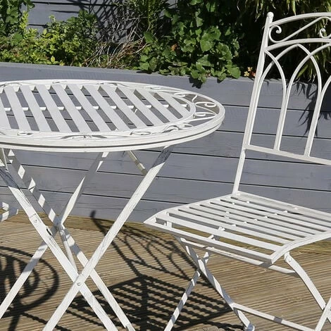 Charles Bentley Rustic Wrought Iron Outdoor Bistro Set - Antique White Charles Bentley Rustic Wrought Iron Outdoor Bistro Set - Antique White -CHARLES BENTLEY Shop 18265318 2