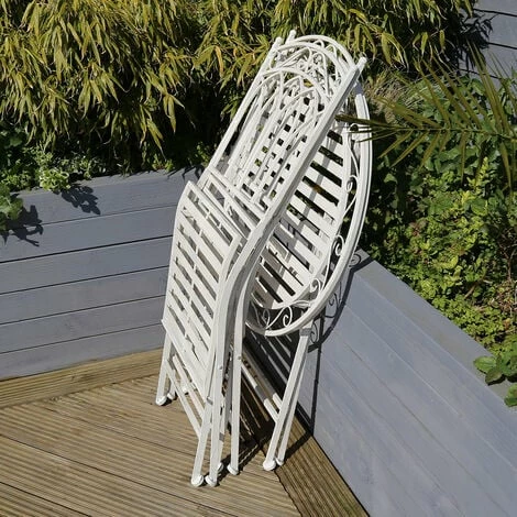 Charles Bentley Rustic Wrought Iron Outdoor Bistro Set - Antique White Charles Bentley Rustic Wrought Iron Outdoor Bistro Set - Antique White -CHARLES BENTLEY Shop 18265318 3