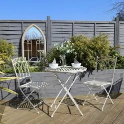 Charles Bentley Rustic Wrought Iron Outdoor Bistro Set - Antique White 6 Charles Bentley Rustic Wrought Iron Outdoor Bistro Set - Antique White -CHARLES BENTLEY Shop 18265318 5