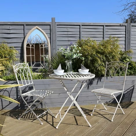 Charles Bentley Rustic Wrought Iron Outdoor Bistro Set - Antique White Charles Bentley Rustic Wrought Iron Outdoor Bistro Set - Antique White -CHARLES BENTLEY Shop 18265318 5