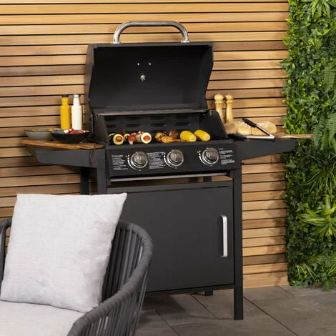 Charles Bentley 3 Burner Gas BBQ - Black Powder Coating H120 x L110 x D57.5cm Charles Bentley 3 Burner Gas BBQ - Black Powder Coating H120 X L110 X D57.5cm -CHARLES BENTLEY Shop 18323309 1