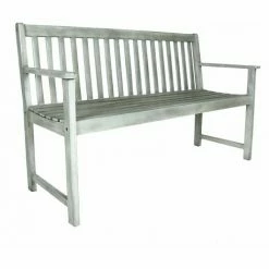 Charles Bentley FSC Acacia White Washed Wooden Garden Patio Outdoor Bench