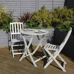 Charles Bentley Acacia FSC White Washed Wooden Outdoor Garden Patio Bistro Set -CHARLES BENTLEY Shop 18501674 2