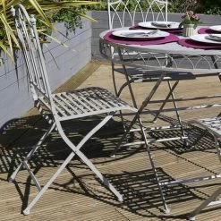 Charles Bentley Rustic 5 Piece Wrought Iron Outdoor Bistro Set - Grey -CHARLES BENTLEY Shop 19091881 2