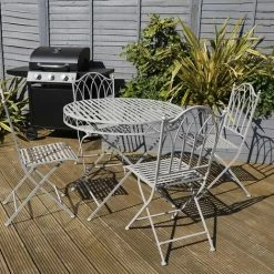 Charles Bentley Rustic 5 Piece Wrought Iron Outdoor Bistro Set - Grey -CHARLES BENTLEY Shop 19091881 3