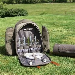 Charles Bentley Grey 4 Person Picnic Bag Backpack With Cutlery, Plates, Blanket -CHARLES BENTLEY Shop 19536736 3