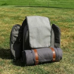 Charles Bentley Grey 4 Person Picnic Bag Backpack With Cutlery, Plates, Blanket -CHARLES BENTLEY Shop 19536736 4