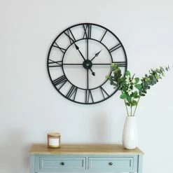 Charles Bentley Round Skeleton Clock With Roman Numerals Matte Black 80cm 6 Charles Bentley Round Skeleton Clock With Roman Numerals Matte Black 80cm -CHARLES BENTLEY Shop 20038434 5
