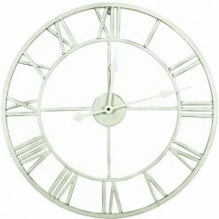 Charles Bentley Round Skeleton Clock With Roman Numerals Antique Cream 60cm
