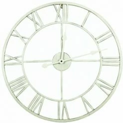 Charles Bentley Round Skeleton Clock With Roman Numerals Antique Cream 80cm