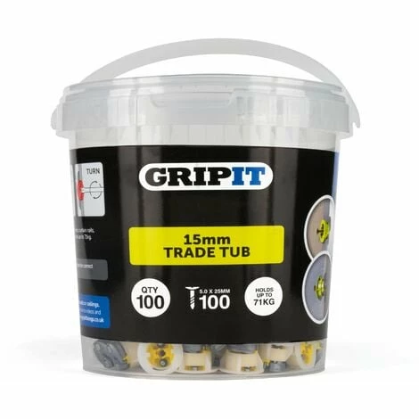 CHARLES BENTLEY Gripit 15mm Plasterboard Fixing - 100 Pack (Yellow) Stud Wall Anchor Max 71kg CHARLES BENTLEY Gripit 15mm Plasterboard Fixing - 100 Pack (Yellow) Stud Wall Anchor Max 71kg -CHARLES BENTLEY Shop 23401512 1
