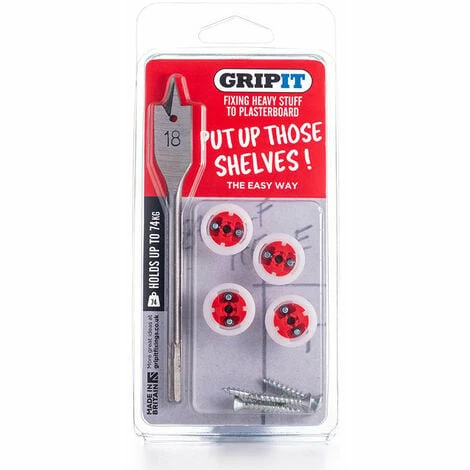 CHARLES BENTLEY Gripit 18mm Plasterboard Fixing - Shelf Kit (Red) e.g. Small Shelves, Mirrors CHARLES BENTLEY Gripit 18mm Plasterboard Fixing - Shelf Kit (Red) E.g. Small Shelves, Mirrors -CHARLES BENTLEY Shop 23559332 2