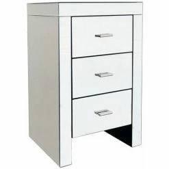 Charles Bentley 3 Drawer Contemporary Mirrored Bedside Table