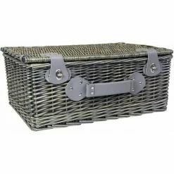 Charles Bentley Grey Wicker Picnic Basket Hamper Set Checkered Lining 4 Charles Bentley Grey Wicker Picnic Basket Hamper Set Checkered Lining -CHARLES BENTLEY Shop 2441161 3