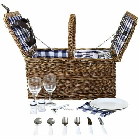 Charles Bentley Traditional 2 Person Wicker Picnic Basket Checkered Lining Charles Bentley Traditional 2 Person Wicker Picnic Basket Checkered Lining -CHARLES BENTLEY Shop 2441344 1