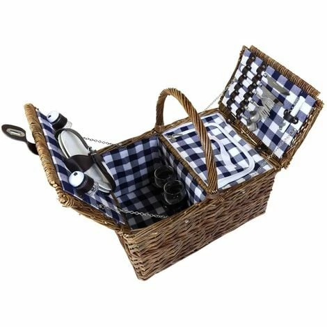 Charles Bentley Traditional 2 Person Wicker Picnic Basket Checkered Lining Charles Bentley Traditional 2 Person Wicker Picnic Basket Checkered Lining -CHARLES BENTLEY Shop 2441344 3
